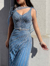 Sparkle Chique Maxi Gown in Blue (XXL)