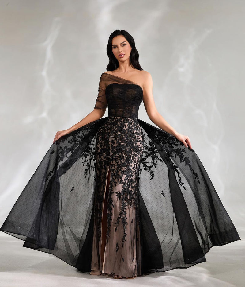 Black Lux Lace Gown  (L)