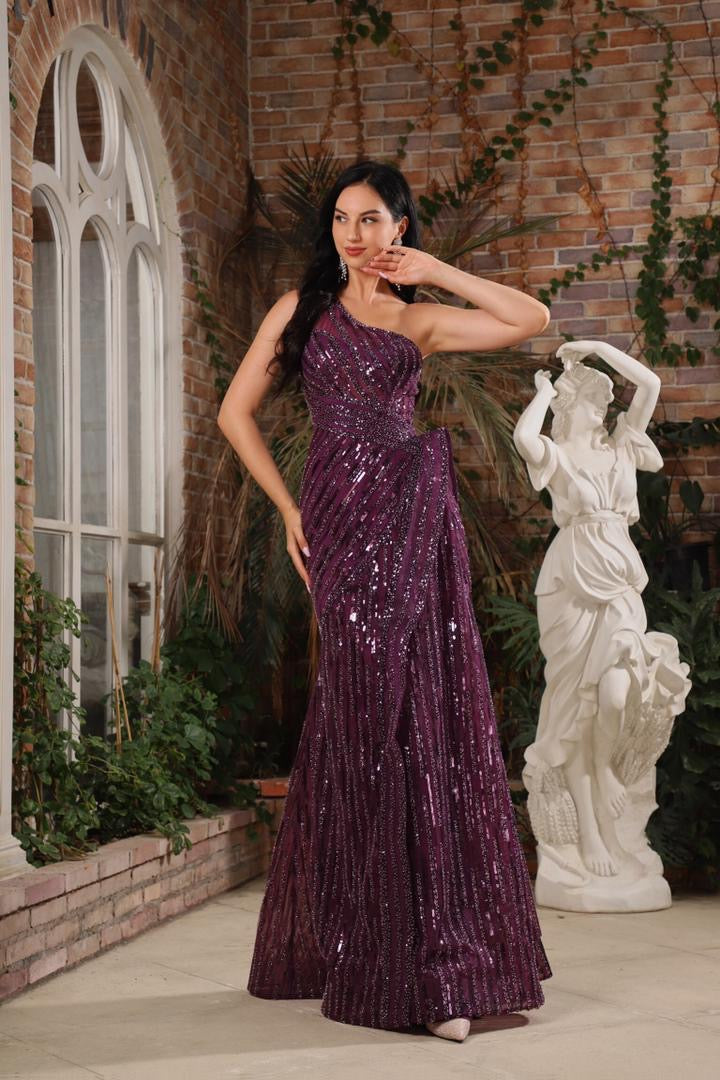 Glitter Purple Maxi Dress (M)