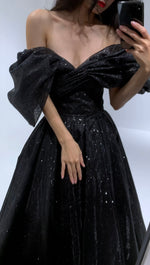 Fancy Off Shoulder Black Gown (S)