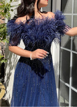 Feather Fancy Dark Blue Gown (XXL)