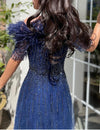 Feather Fancy Dark Blue Gown (XXL)