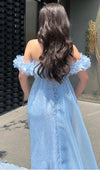 Blue Floral Full Sparkle Gown (L)