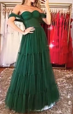 Off the Shoulder Green Maxi Plus (XXL)