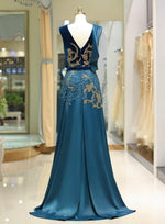 Blue V Neck Evening Dress (L)