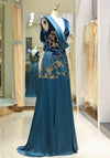 Blue V Neck Evening Dress (L)