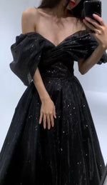 Fancy Off Shoulder Black Gown (S)