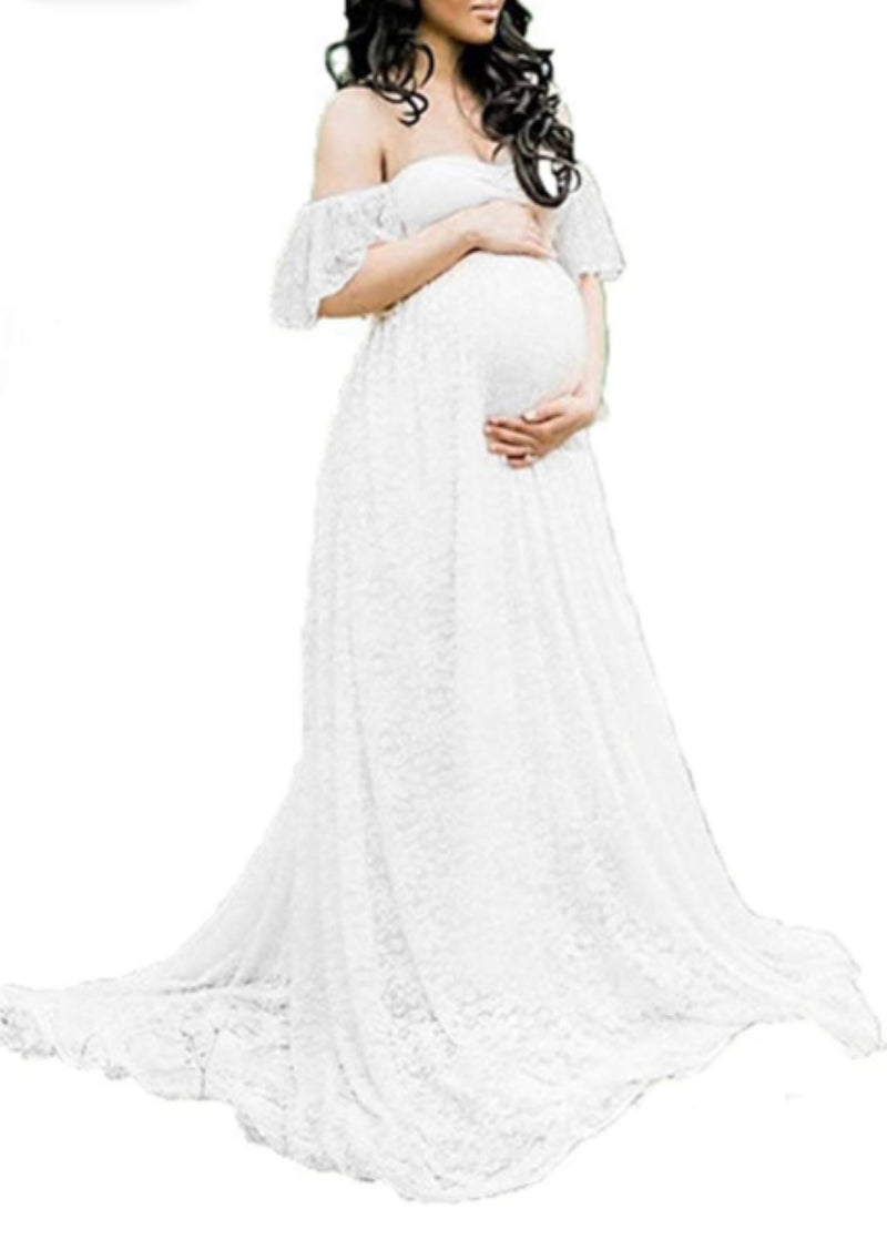 White Lace Maternity Shoot Dress (L)