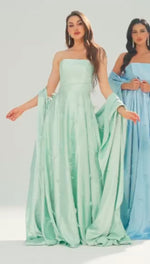 Silk Green Maxi Dress with Shawl (L)