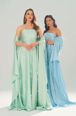 Silk Green Maxi Dress with Shawl (L)