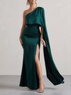 Green Satin Maxi Dress (S)