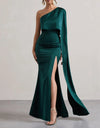 Green Satin Maxi Dress (S)