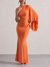 Orange High Neck One Sleeve Maxi (L)