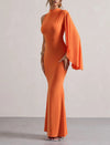 Orange High Neck One Sleeve Maxi (L)