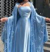 Silk Blue Maxi Dress with Shawl (S)