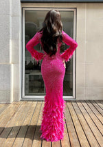 Aliya Maxi Magenta Feathered (M)