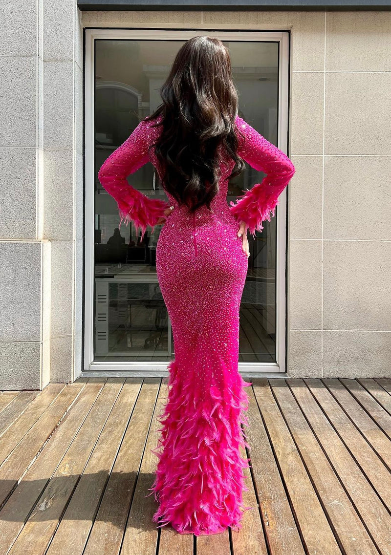 Aliya Maxi Magenta Feathered (M)