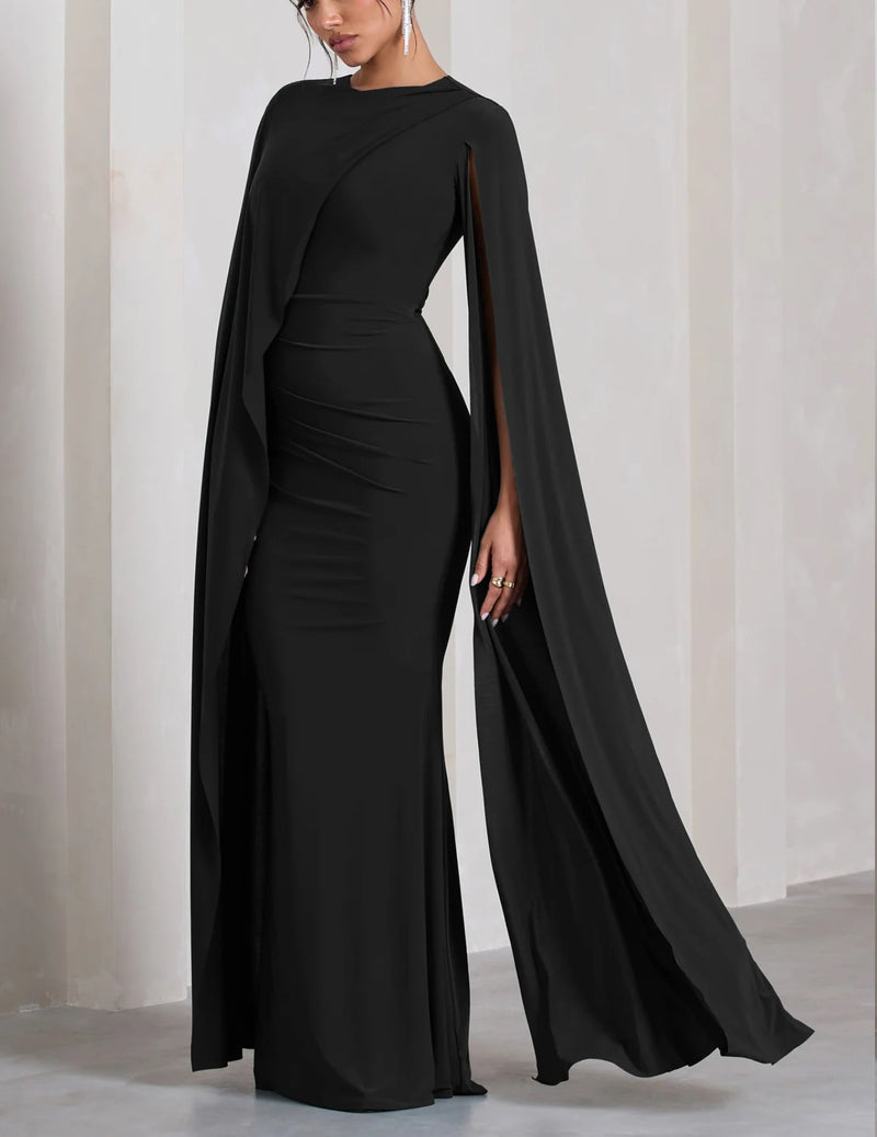 Black Asymmetric Cape Maxi (L)