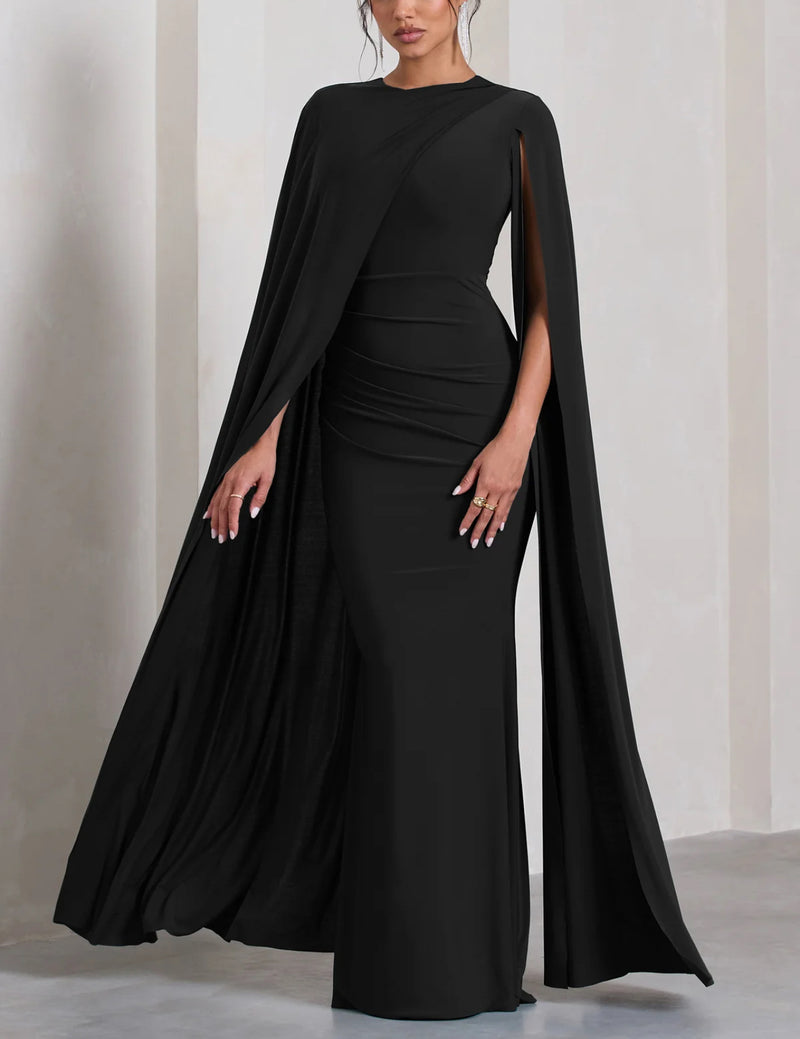 Black Asymmetric Cape Maxi (L)