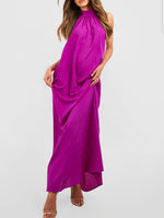 Purple Halterneck Maxi Dress (M)