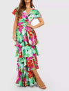 Printed Tropical Ruffle Maxi (L)