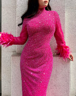 Aliya Maxi Magenta Feathered (M)