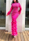 Aliya Maxi Magenta Feathered (M)