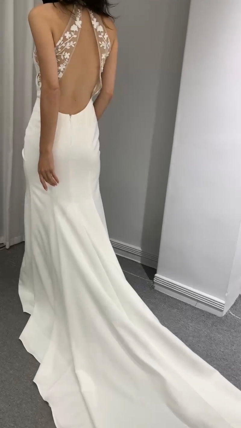 Bianca Open Back Wedding Dress (S)