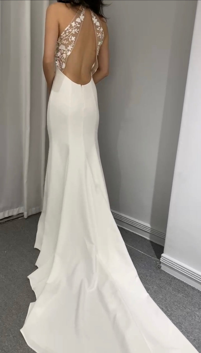 Bianca Open Back Wedding Dress (M)