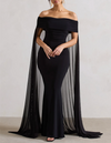 Luscious Black Maxi with Cape (XXL)