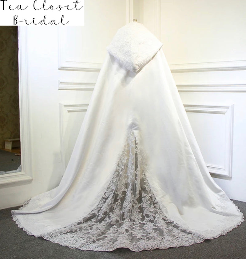 Traditional Bridal Long Lace Cape