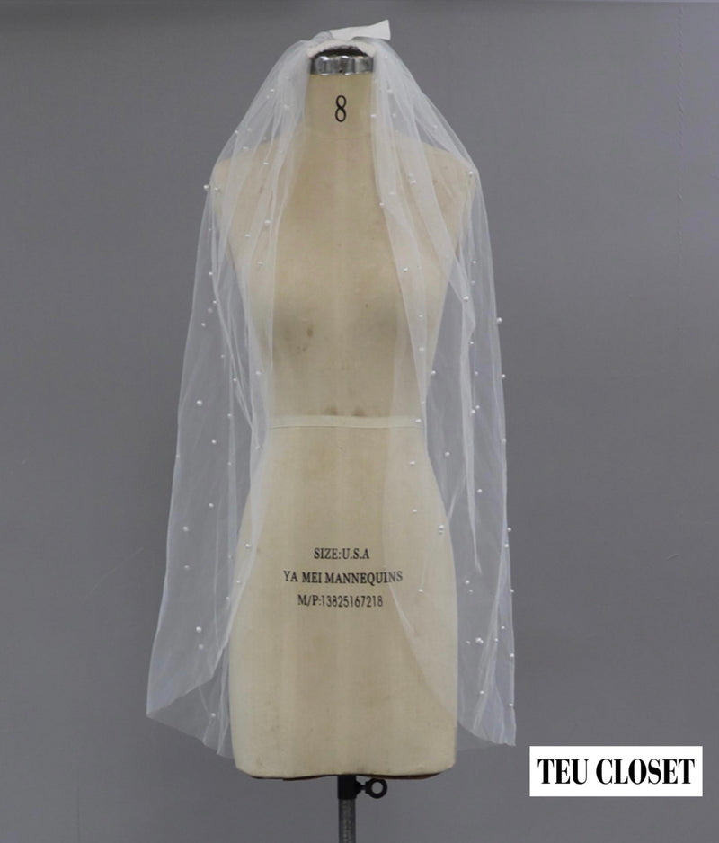 Pearl Hip Length Veil