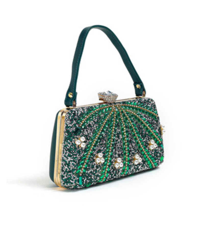 Emerald Embellished Clutch