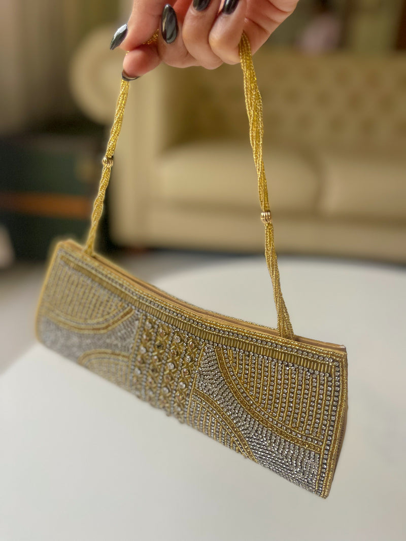 Golden Embroidery Clutch