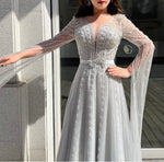 Silver Flowing Embroidered Gown (L)