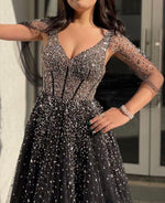 Sparkle Black Cape Maxi Dress (M)