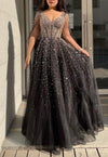 Sparkle Black Cape Maxi Dress (M)