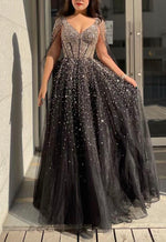 Sparkle Black Cape Maxi Dress (M)