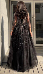 Sparkle Black Cape Maxi Dress (M)