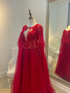 Red Celestine Sequin Maxi Gown (L)