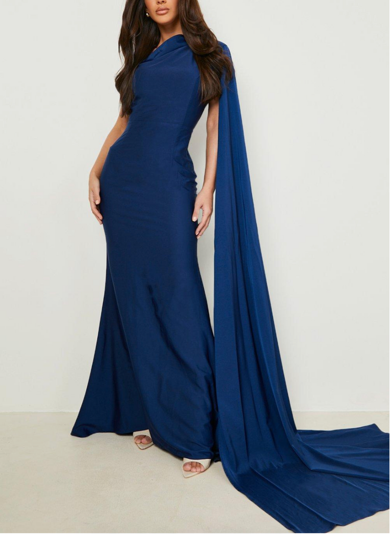 Plus Drape Chique Royal Blue Maxi (L/XL)