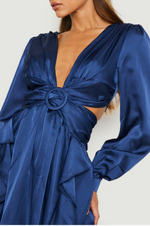 Midi Long Sleeves Ruffle Blue (L)