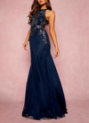 Sparkle Blue Gola Halter Maxi (XS)