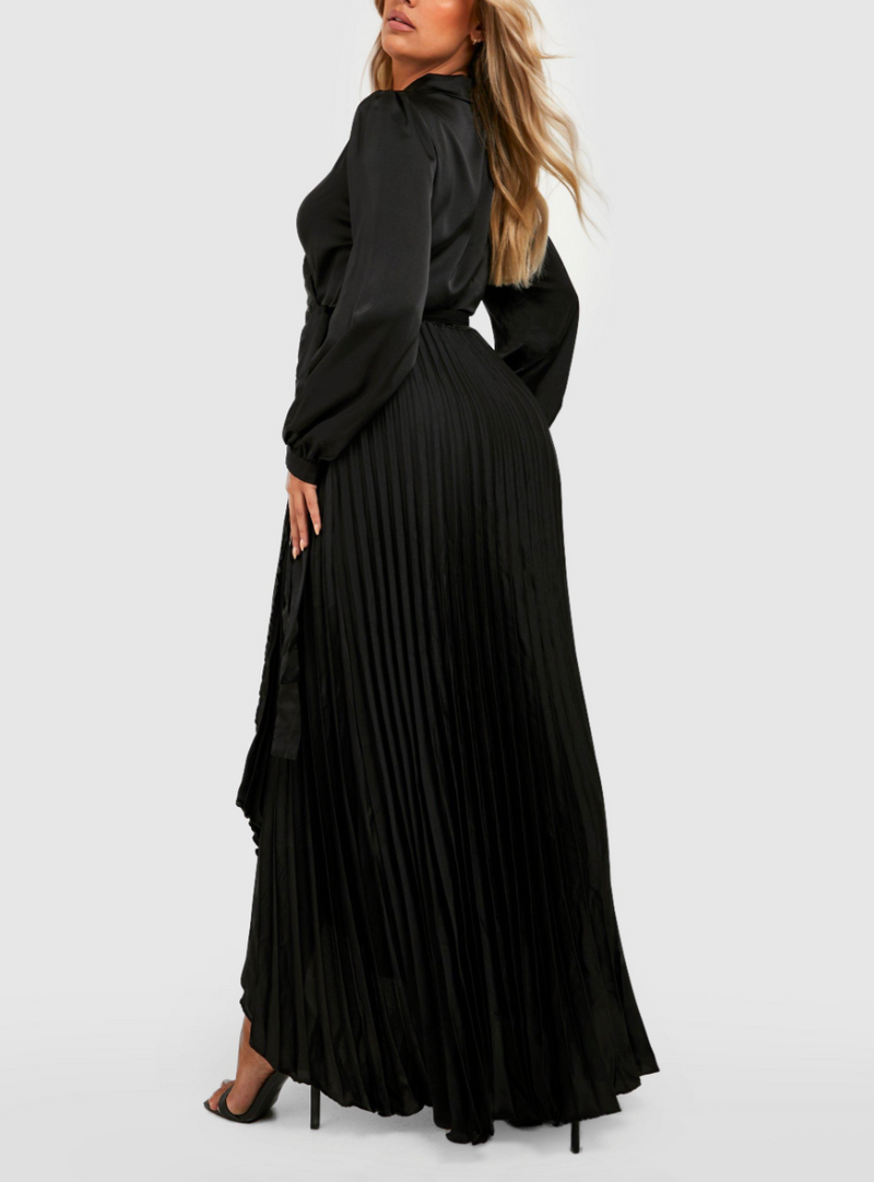 Vestido Plus Preto Plissado (XXXL)