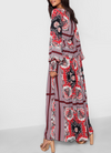 Printed Balloon Sleeve Maxi Red (L)