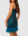 Teal Glitter Feather Mini (M)