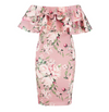 Plus Off Shoulder Pink Floral Ruffle Midi (XL)