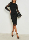 Black Crochet Lace Open Back Midi (XS)