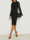 Black Crochet Lace Open Back Midi (S)