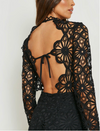 Black Crochet Lace Open Back Midi (XS)